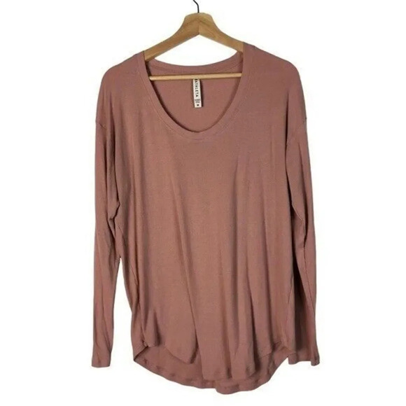 Athleta Cloudlight Ribbed Stratus Mauve Pink Long Sleeve T-Shirt M - Picture 2 of 5